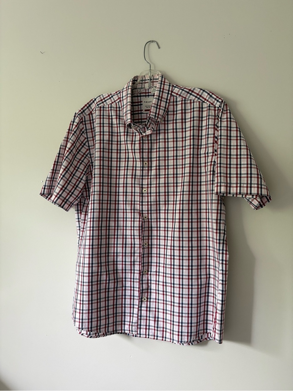 Haupt Germany Men’s Short Sleeve Plaid Button Down Shirt - Size L